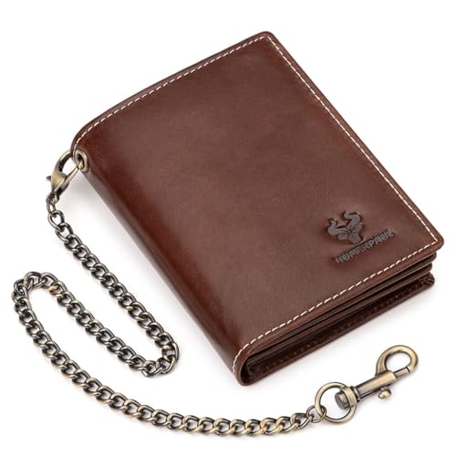 LEIDJGUN Vintage Wallet Blocking Wallets with Theft Chain for Credit Card Holder Business Gifts for Men, coffee von LEIDJGUN