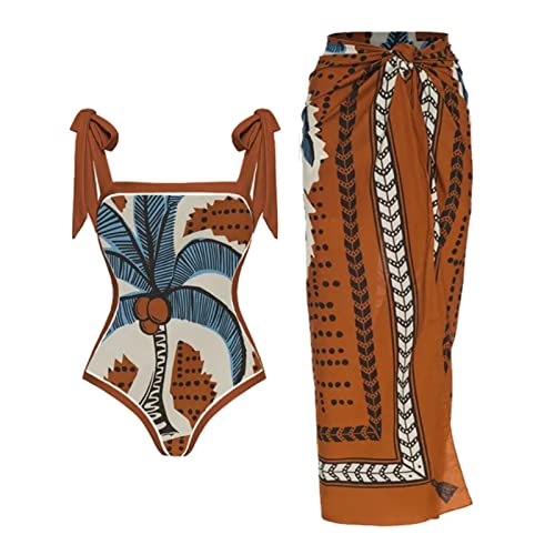 LEJIAJU Damen-Badeanzug mit Blumendruck, zweiteiliger Badeanzug für Urlaub, Surfen von LEJIAJU