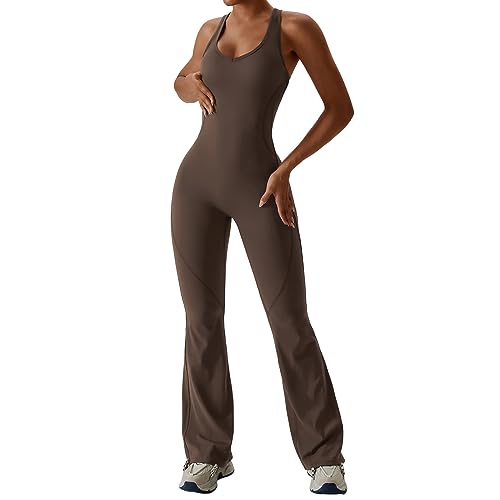 LEJIAJU Damen-Sweathose, elastisch, gesmokte Taille, hohe Taille, lässig, weites Bein, Jumpsuit von LEJIAJU