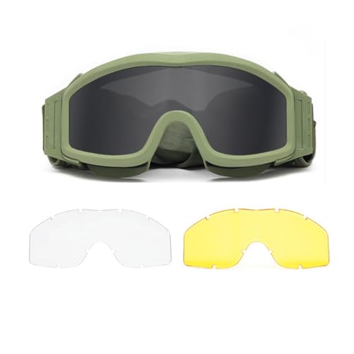 LEJUNJIE Airsoft Brille, Taktische Schutzbrille Anti Fog Paintball Brille mit 3 austauschbaren Gläsern Jagd Radfahren von LEJUNJIE