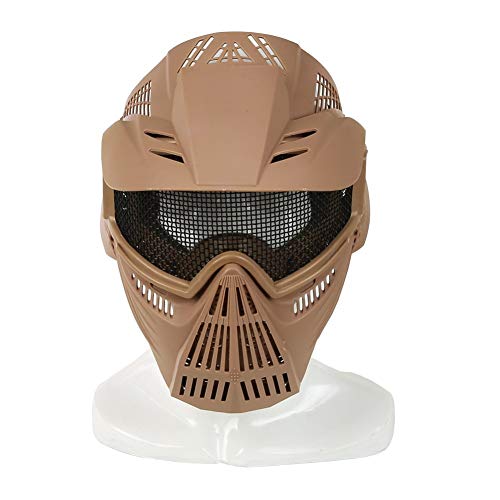 LEJUNJIE Taktische Stahlmaske Airsoft-Maske, Maske für das ganze Gesicht, Mesh-Maske, Schutzmaske, Militärschutzmaske, ideal für Paintball CS von LEJUNJIE