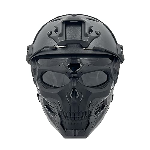 PJ Taktik Fast Helm- und Totenkopf Maske-Set, Einstellbare Vollgesichtsschutz Maske, Geeignet für Aktivitäten wie Paintball-Schießen, CS-Spiele, Kostümpartys PJ Taktik Fast Helm- und Totenkopf Maske-Set, Einstellbare Vollgesichtsschutz Maske, Geeignet für Aktivitäten wie Paintball-Schießen, CS-Spiele, Kostümpartys von LEJUNJIE