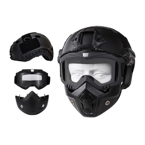 Taktischer Airsoft-Helm und Vollgesichtsmaske mit Abnehmbarer Schutzbrille mit NVG-Halterung vorne und seitlicher Schiene PJ Fast Helmet Taktischer Airsoft-Helm und Vollgesichtsmaske mit Abnehmbarer Schutzbrille mit NVG-Halterung vorne und seitlicher Schiene PJ Fast Helmet von LEJUNJIE