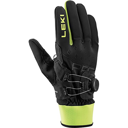 LEKI PRC Boa Shark Handschuhe, black-neon yellow, EU 8.5 von LEKI