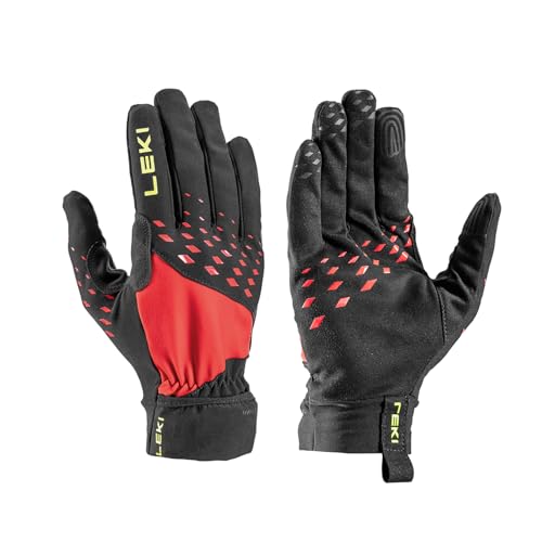 LEKI Ultra Trail Storm Handschuhe, Black-red-Neonyellow, EU 8 von LEKI