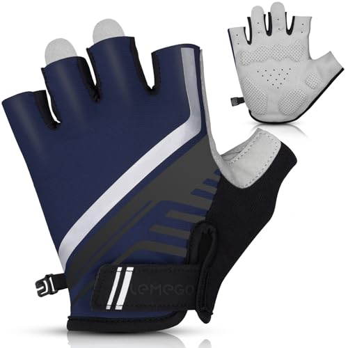 LEMEGO Fahrradhandschuhe Herren Damen Sommer 5mm SBR Gel Radhandschuhe Kurz Unisex Handschuhe Stoßdämpfend Rutschfest Atmungsaktiv Easy-off mit Reflektierende Streifen für MTB Radsport Fitness Rennrad LEMEGO Fahrradhandschuhe Herren Damen Sommer 5mm SBR Gel Radhandschuhe Kurz Unisex Handschuhe Stoßdämpfend Rutschfest Atmungsaktiv Easy-off mit Reflektierende Streifen für MTB Radsport Fitness Rennrad von LEMEGO