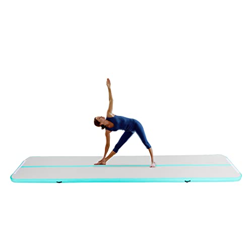 LENDISIY Turnmatte Aufblasbar, Aufblasbare Gymnastik Tumbling Matten 5 Meter mit Tragetasche & Luftpumpe, Trainingsmatte Fitnessmatte Yogamatte Fitness Yoga Sportmatte (Pfefferminzgrün) von LENDISIY