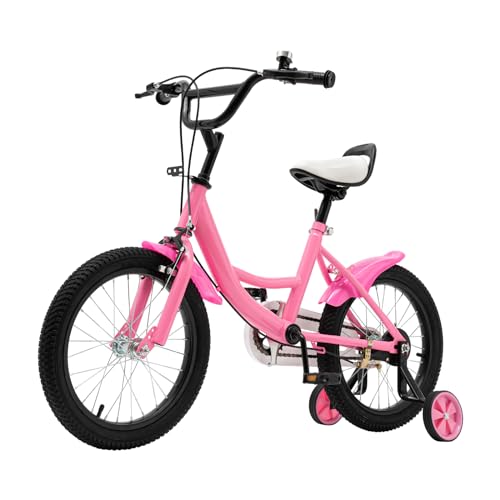 LENJKYYO 16 Zoll Kinder Fahrrad ab 5-8 Jahren Höhenverstellbar Fahrrad Kinderfahrrad für Jungen Mädchen Kinder mit Hilfsrad Doppelbremssystem, Kinderfahrrad Tretfahrrad rosa LENJKYYO 16 Zoll Kinder Fahrrad ab 5-8 Jahren Höhenverstellbar Fahrrad Kinderfahrrad für Jungen Mädchen Kinder mit Hilfsrad Doppelbremssystem, Kinderfahrrad Tretfahrrad rosa von LENJKYYO