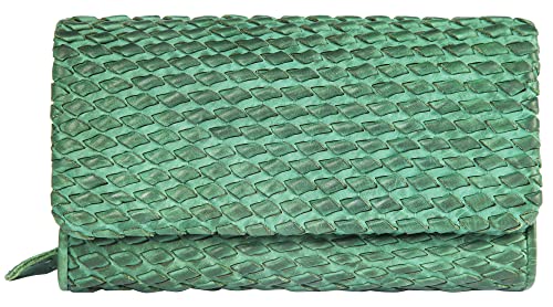 LEONARDO VERRELLI Damen-Geldbörse Clutch Portemonnaie Tasche Handtasche Echtleder 3000451 (Grün) von LEONARDO VERRELLI