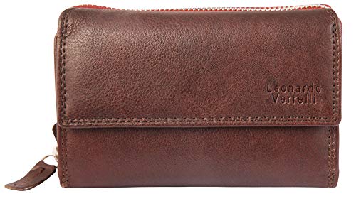 LEONARDO VERRELLI Damen - Geldbörse aus Echtleder Braun 14 x 9 cm RFID Schutz Portemonnaie 3000093 LEONARDO VERRELLI Damen - Geldbörse aus Echtleder Braun 14 x 9 cm RFID Schutz Portemonnaie 3000093 von LEONARDO VERRELLI
