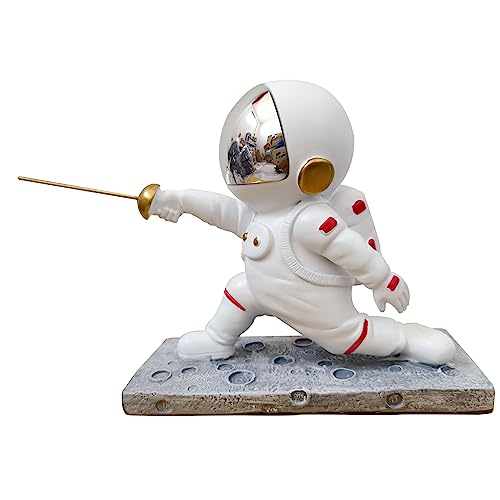 LEONARK Fecht Astronaut Statue Spaceman Figur – Souvenir Geschenk Sammlung Geschenk für Fechter – Polyresin Kunst Dekoration Home Decor Ornament (Attack) von LEONARK