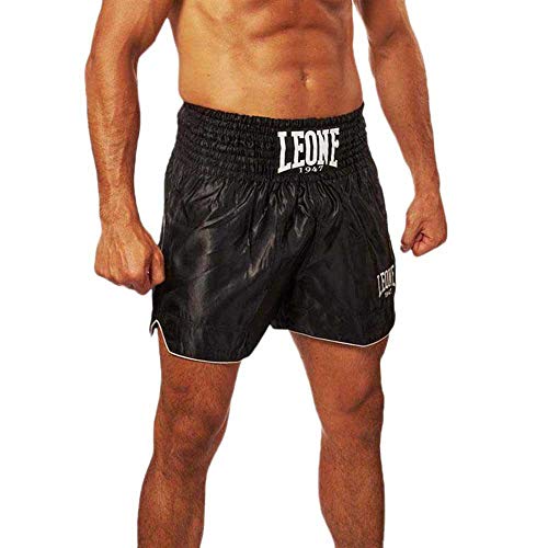 LEONE 1947, Einfache Kick-Thai-Shorts, Unisex-Erwachsene, Schwarz, XS, AB766 von LEONE 1947