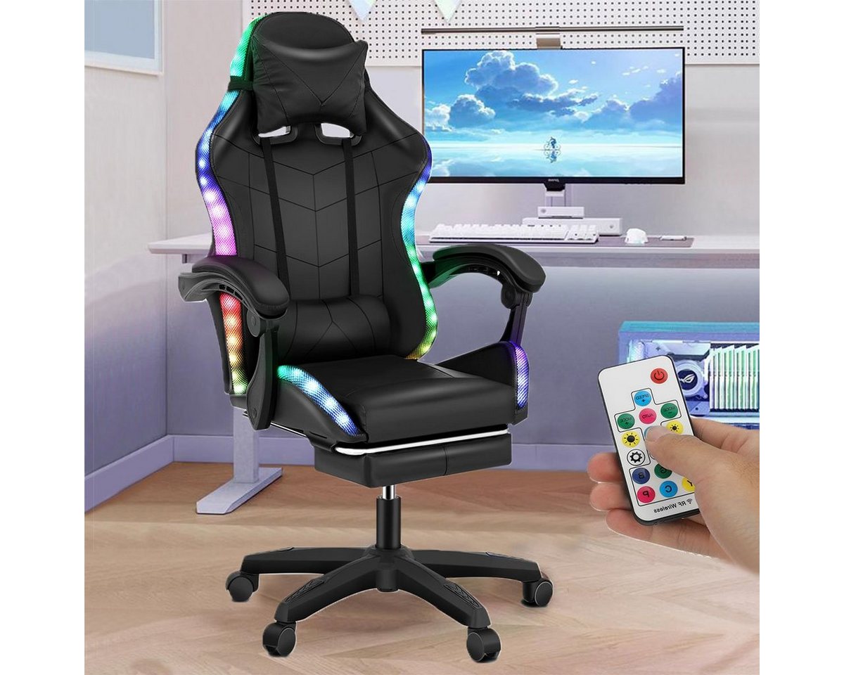 LETGOSPT Gaming Chair Ergonomischer Gaming-Stuhl, Verstellbare Bürostuhl Massage Gamer Stuhl, Gaming Chair mit Kopfkissen Lendenkissen, Gamer-Stuhl für Erwachsene von LETGOSPT