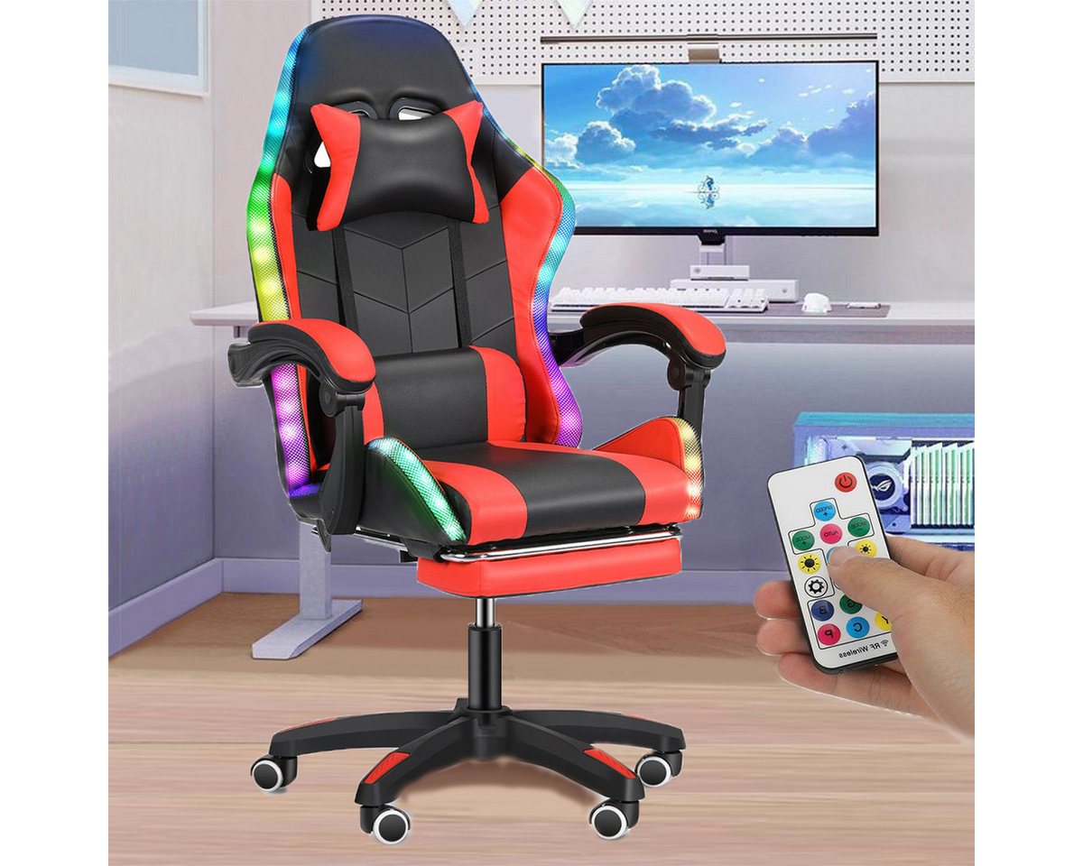 LETGOSPT Gaming Chair Ergonomischer Gaming-Stuhl, Verstellbare Bürostuhl Massage Gamer Stuhl, Gaming Chair mit Kopfkissen Lendenkissen, Gamer-Stuhl für Erwachsene von LETGOSPT