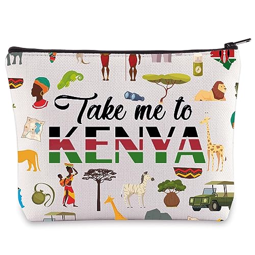 LEVLO Kenia Reise Kosmetiktasche Kenia Souvenir Geschenk Take Me To Kenia Reißverschluss Beutel Tasche Für Reisende, Bring mich nach Kenia von LEVLO