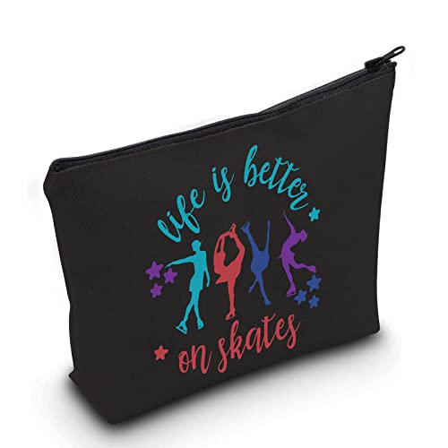 LEVLO Schlittschuh-Kosmetiktasche, Schlittschuh-Liebhaber, Geschenk "Life Is Better On Skates", Make-up-Tasche, Reißverschluss, Schlittschuhe schwarz, Kosmetiktasche LEVLO Schlittschuh-Kosmetiktasche, Schlittschuh-Liebhaber, Geschenk "Life Is Better On Skates", Make-up-Tasche, Reißverschluss, Schlittschuhe schwarz, Kosmetiktasche von LEVLO