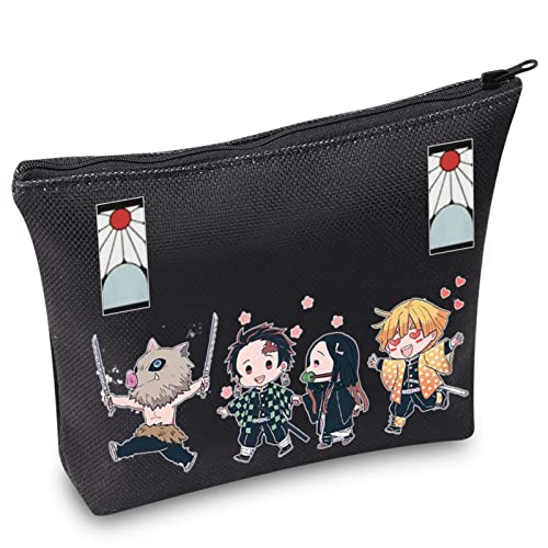 Levlo Tanjirou Anime-Kosmetiktasche, Motiv: Aufstieg in Rot kariert, Make-up-Tasche, Geschenk für Familie und Freunde, Tanjirou Schwarz, Kosmetiktasche von LEVLO