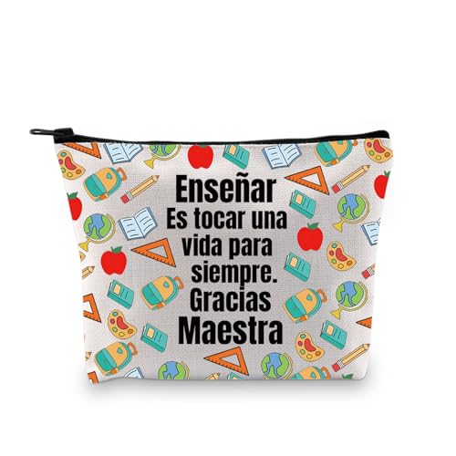 Regalos para Maestras Agradecimiento Bilingue Spanischer Lehrer Dankeschön, Geschenk, Make-up-Kosmetiktasche, Enseñar Es 3uk, modisch von LEVLO