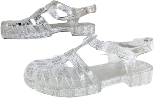 Gummi-Damensandalen,Unisex Kunststoff Sandalen,Damen Klassische transparente Schnallenschuhe,Gummistiefel aus Kunststoff Kristall-Strandschuhe (Sandalen1,38EU) von LEXAHO
