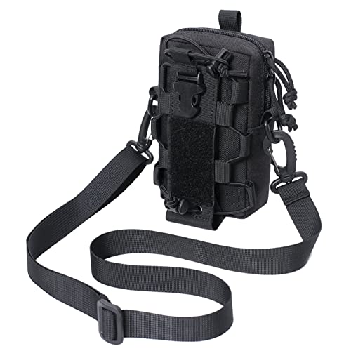 Kompakte Outdoor-Hüfttasche für Wasserflaschen, Handy-Tasche mit Schultergurt für Camping, Wandern, Angeln, Schwarz von LEYILE
