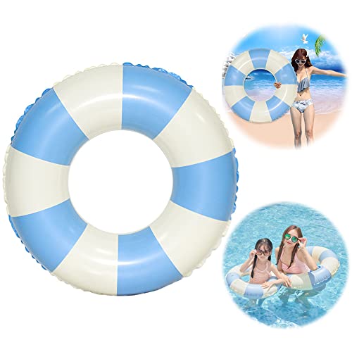 Schwimmreifen Erwachsene,Retro Gestreifter Aufblasbar Schwimmring Donut, PVC Schwimming Ring Erwachsene, Sommer Schwimmende Wasserspielzeug Dauerhafter Cooler Schwimmring für Pool Sandstrand Party von LEZED