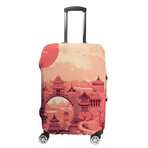 Gepäckabdeckung, Reisekoffer-Abdeckung, elastisch, waschbar, Gepäckschutz mit Reißverschluss, chinesische architektonische Muster, kratzfest, lustige Gepäckhülle für Koffer 48,3 - 81,3 cm, Chinesische von LFDSEPYM
