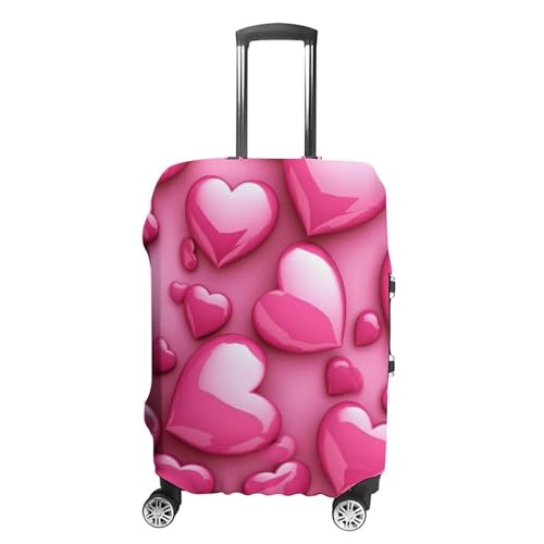 LFDSEPYM Gepäckabdeckung, Reisekoffer-Abdeckung, elastisch, waschbar, Gepäckschutz mit Reißverschluss, Herzen, kratzfest, lustige Gepäckhülle für Koffer 48,3 - 81,3 cm, rosa herzen, S von LFDSEPYM