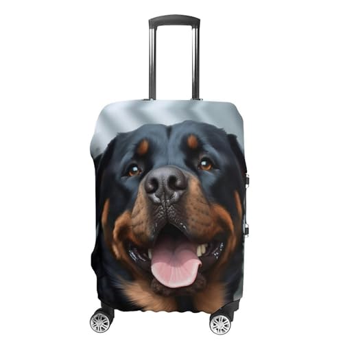 LFDSEPYM Gepäckabdeckung, Reisekoffer-Abdeckung, elastisch, waschbar, Gepäckschutz mit Reißverschluss, Rottweiler-Hunde, Zungenkopf, kratzfest, lustige Gepäckhülle für Koffer, 48,3 - 81,3 cm, von LFDSEPYM