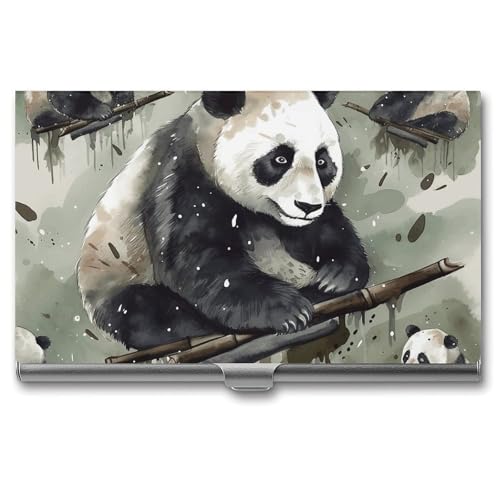 LFDSEPYM Ink Painting Panda Visitenkartenhalter Tasche Slim Visitenkartenetui Tragbarer Metall Visitenkarten-Organizer für Männer Frauen Büro Reisen Tuschemalerei Panda Einheitsgröße Casual, von LFDSEPYM