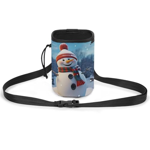 Hundeleckerli-Tasche mit Schneemann-Motiv, Trainingstasche für Leckerlis, Hundetrainingstasche, Happy Snowman, Einheitsgröße, Hundetrainingstasche von LFDSYEOQ