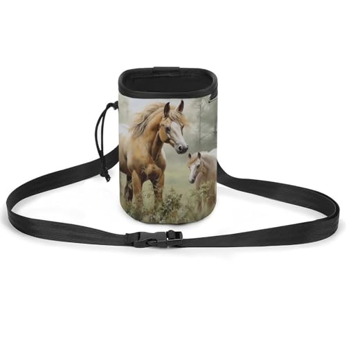 Hundeleckerli-Tasche mit Tier-Stickerei, Gemälde, Pferde, Leckerli-Trainingstasche, Hundetrainingstasche, Tiere Stickerei Gemälde Pferde, Einheitsgröße, Hundetrainingstasche von LFDSYEOQ