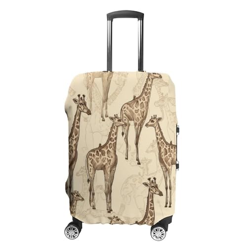 LFDSYEOQ Reisegepäck-Abdeckung, Vogelflocken, elastisch, waschbar, Koffer-Schutz, passend für 45,7 - 81,3 cm Gepäck, Handgezeichnete Giraffen, L von LFDSYEOQ