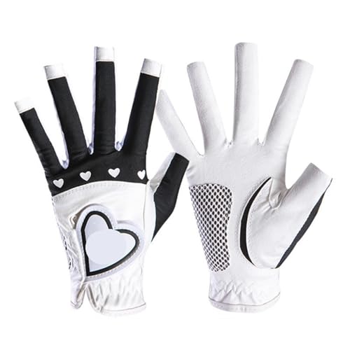 LFFAVHFK Golfhandschuhe 1 Paar Damen-Golfhandschuhe for die Linke und rechte Hand, hochwertiger weicher Golfer-PU-Leder-Anti-Rutsch-Handschuh for alle Wetterbedingungen mit Griffigkeit(Black,20) von LFFAVHFK