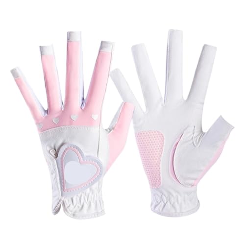 LFFAVHFK Golfhandschuhe 1 Paar Damen-Golfhandschuhe for die Linke und rechte Hand, hochwertiger weicher Golfer-PU-Leder-Anti-Rutsch-Handschuh for alle Wetterbedingungen mit Griffigkeit(Pink,18) von LFFAVHFK