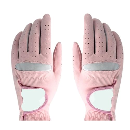 LFFAVHFK Golfhandschuhe 2 Paar Männer Frau Golf Handschuhe Stoff Handschuh Links Rechts Hand for Golfer Atmungsaktive Sport Handschuh Fahrer Handschuhe(Pink,Size 20) von LFFAVHFK