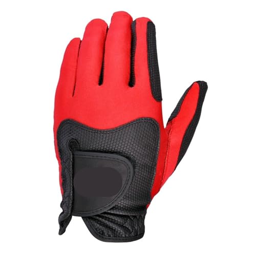 LFFAVHFK Golfhandschuhe 5PCS Golfhandschuhe Herrenmodelle Belüftung Atmungsaktiv rutschfeste Golfhandschuhe Verschleißfest Waschbar(Red,M) von LFFAVHFK