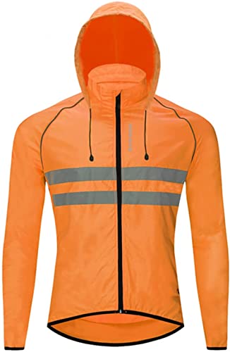 LGESR Radfahrenjacke Männer Windjacke Wasserdicht Winddichter Sport-Radfahren-Anzug MTB Fahrradkleidung Outdoor Long Jersey Jacke (Color : Orange, Size : M) von LGESR
