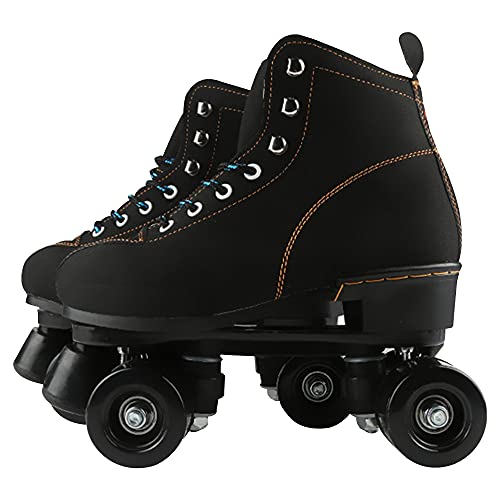 Rollschuhe für Damen und Herren, Klassische Zweireihige Leder Quad Rollschuhe, High-Top Roller Skates für Anfänger Aldult Kids Unisex Indoor und Outdoor (Size : 44) von LGESR