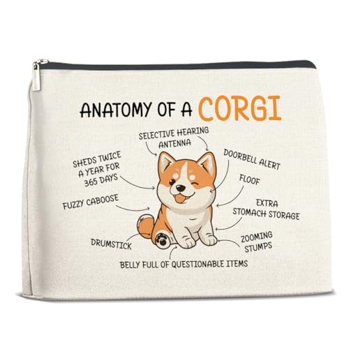 LGLZSHP Make-up-Tasche, lustiges Corgi-Geschenk für Damen, Corgi-Liebhaber, Reißverschluss, Make-up-Tasche, Kosmetiktasche, Bunt von LGLZSHP