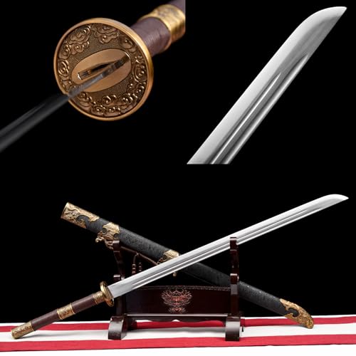 LGSJXDJ Schmieden in Handarbeit 110cm Großes Schwert，Zweihändiges Schwert Katana，Samuraischwert，Sharp，Katana Schwert scharf， Das Material ist Hochmanganstahl von LGSJXDJ