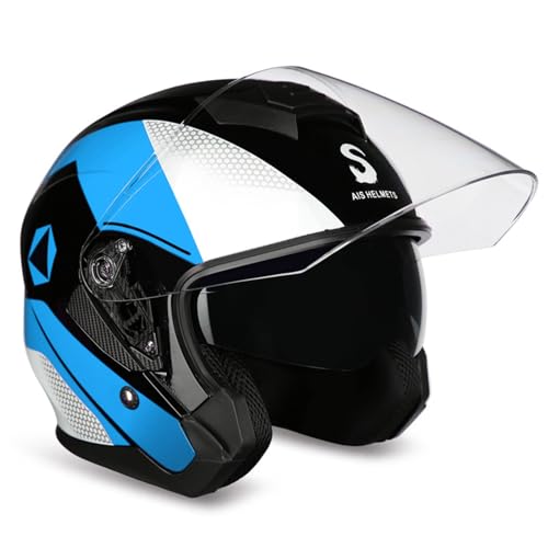 3/4-Jet-Helm Für Motorrad, DOT-Geprüfter Jethelm, Cruiser-Scooter-Helm, Cooler Helm Für Männer Und Frauen, Motorradhelm, Totenkopf-Helm B,XL=59-60CM von LHBM