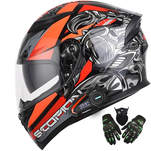 Motorrad Klapphelm Mit Bluetooth, Motorradhelm Integralhelm Mit Doppelvisier, ECE-Zertifizierter Herren Damen Modularer Sturzhelm, Motorrad Roller Cruiser Helm N,XL=61-62CM von LHBM