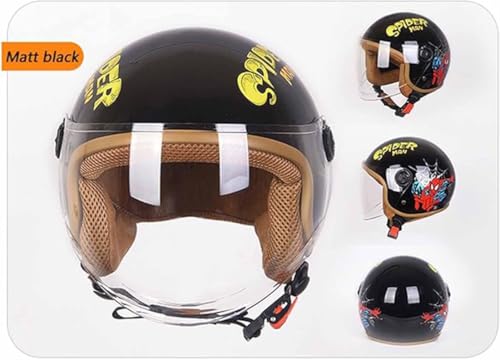 Motorradhelm DOT/ECE-Geprüfter Rollerhelm Motorrad-Jet-3/4-Halbhelm Motorradhelm Jungen Und Mädchen Rollerhelm Mit Kratzfestem Visier, Einheitsgröße: 48–56 cm C,48-58CM von LHBM