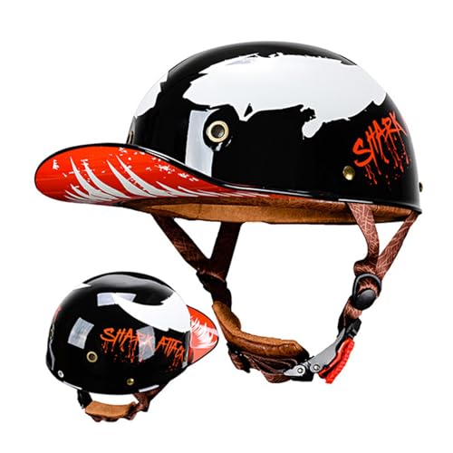 Motorradhelm Halbschalenhelm ECE-Zulassung Baseball Cap Mit Fahrradbrille Fahrrad Visier Cruiser Chopper Scooter Helm Retro Motorrad Halbhelm Herren Frauen Mofa Helm E,L=59-60CM Motorradhelm Halbschalenhelm ECE-Zulassung Baseball Cap Mit Fahrradbrille Fahrrad Visier Cruiser Chopper Scooter Helm Retro Motorrad Halbhelm Herren Frauen Mofa Helm E,L=59-60CM von LHBM