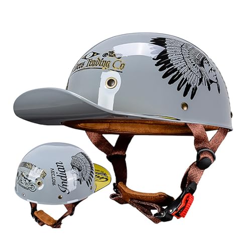 Motorradhelm Halbschalenhelm ECE-Zulassung Baseball Cap Mit Fahrradbrille Fahrrad Visier Cruiser Chopper Scooter Helm Retro Motorrad Halbhelm Herren Frauen Mofa Helm F,XL=61-62CM Motorradhelm Halbschalenhelm ECE-Zulassung Baseball Cap Mit Fahrradbrille Fahrrad Visier Cruiser Chopper Scooter Helm Retro Motorrad Halbhelm Herren Frauen Mofa Helm F,XL=61-62CM von LHBM