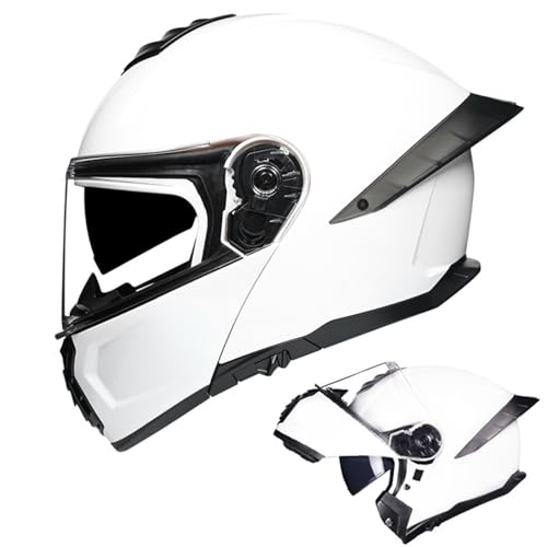 Motorradhelm Integrierter Klapphelm Full Face Modular Motorradhelm Für Moped Scooter DOT/ECE Genehmigt Integrierte Helm Flip Up Front Dual Visors Helm I,XXL=60-61cm von LHBM