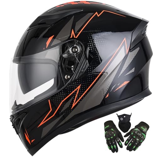 Motorradhelm Klapphelm Mit Modularem Helm, Herausnehmbares Innenfutter Mit DOT/ECE-Zulassung, Motorrad-Integral-Klapphelm Für Erwachsene Männer Und Frauen, Rollerhelm, Sturzhelm O,L=59-60CM von LHBM