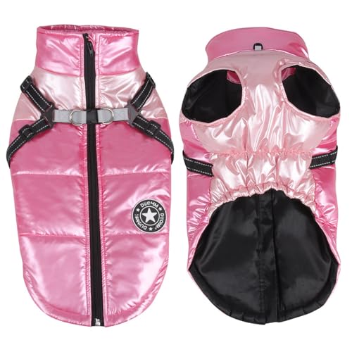 LHEZXS Hundekleidung Herbst- Und Winter Haustierkleidung Verdickte Kleine Und Mittlere Hundekleidung Warme Reflektierende Hundekleidung-Rosa-XL von LHEZXS