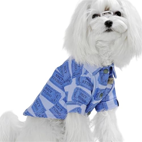 LHEZXS Hundekleidung Hundekleidung Kleiner Hundehirt Hemd Katze Sommerkleidung-Blau-10Code (28-32Gk) von LHEZXS