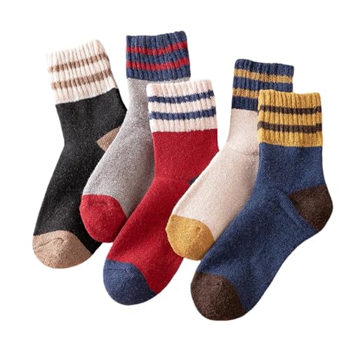 LHEZXS Warme Socken 5 Paar Eingedickte Socken Für Frauen Mit Mittlerer Röhre Plus Samtige Warme Socken Für Winter-Terry-Baumwollsocken-Nr. 3 von LHEZXS